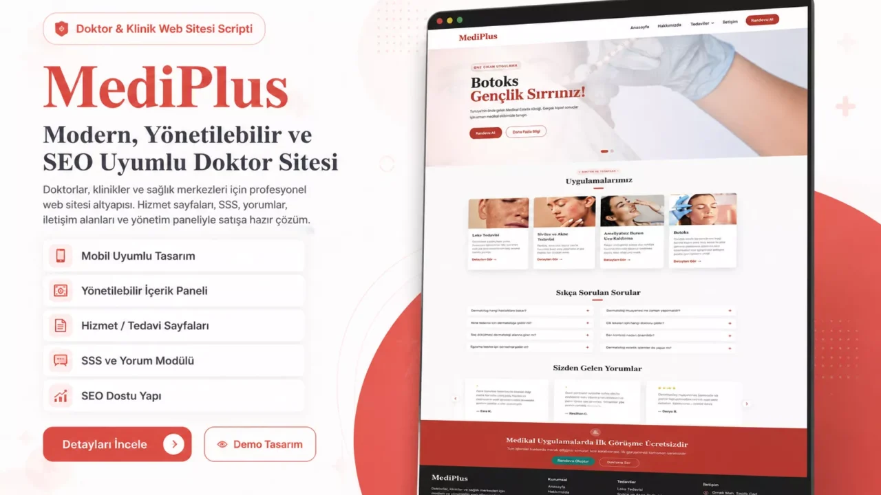 Doktor İçin Hazır Web Sitesi – MediPlus